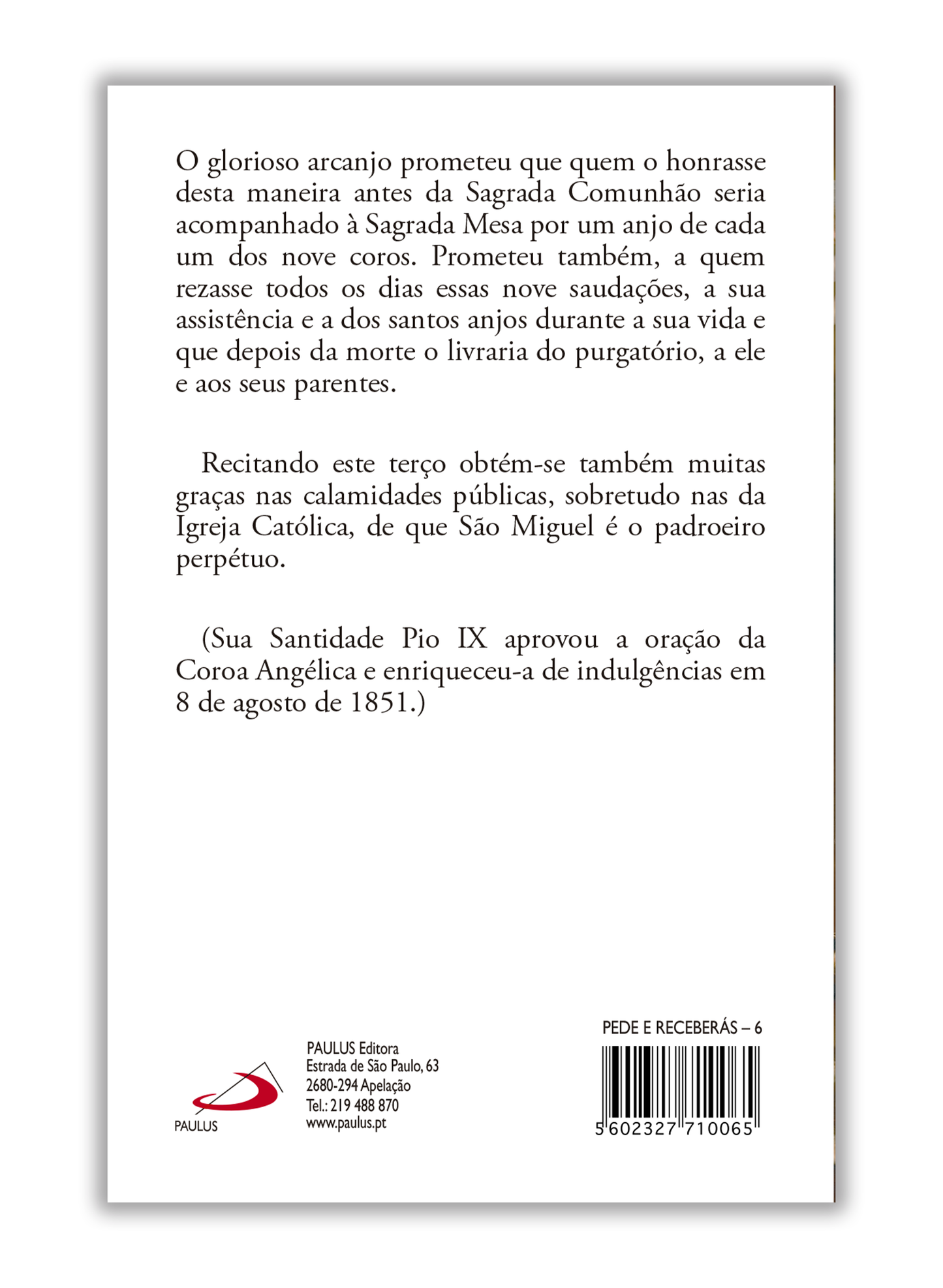 Pagela Terço a São Miguel ou Coroa Angélica