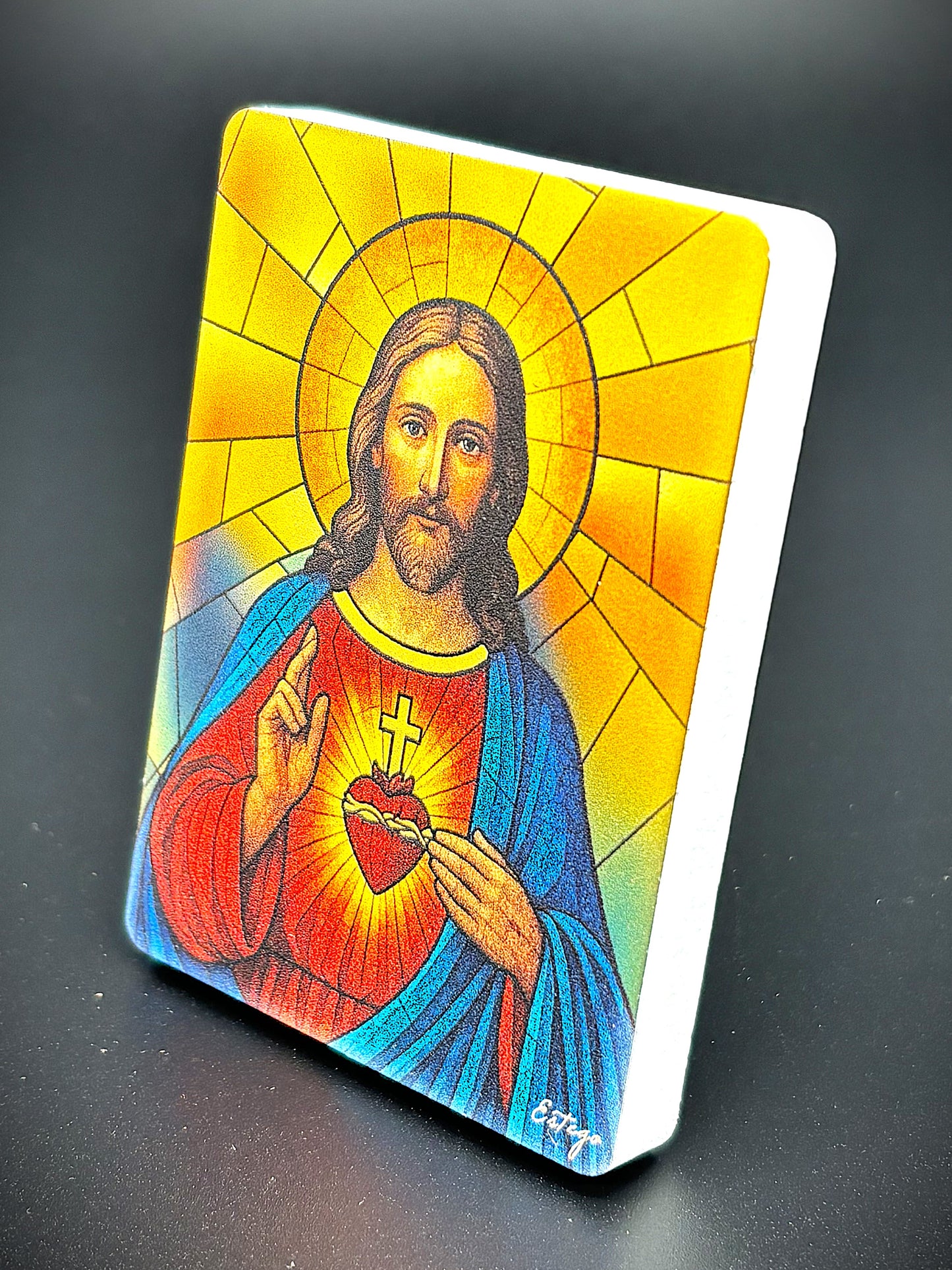 Quadro Sagrado Coração de Jesus em madeira