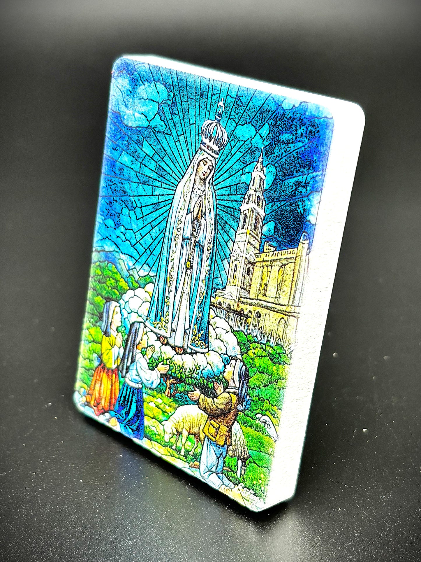 Quadro Nossa Senhora de Fátima em madeira