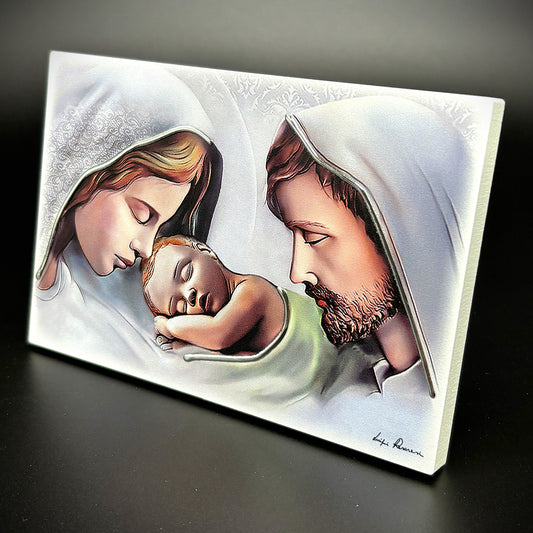 Quadro Sagrada Família em madeira