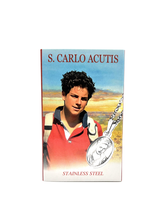 Colar com Medalha de São Carlo Acutis – Aço Inoxidável
