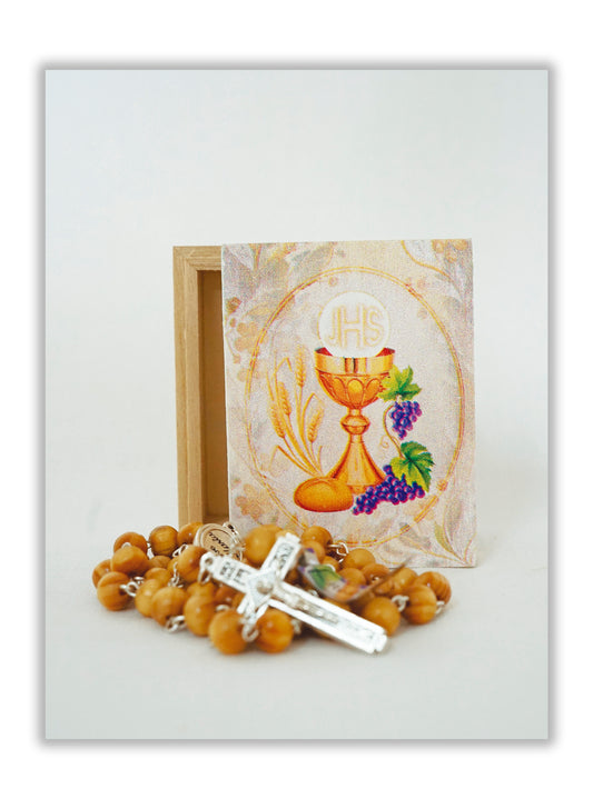 Terço Primeira Comunhão - Caixa em madeira