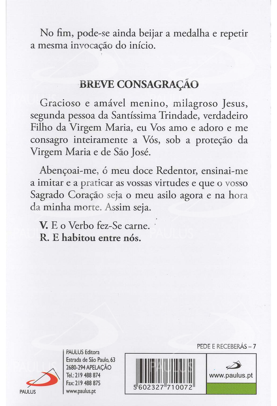 Pagela Menino Jesus de Praga - 25 un.