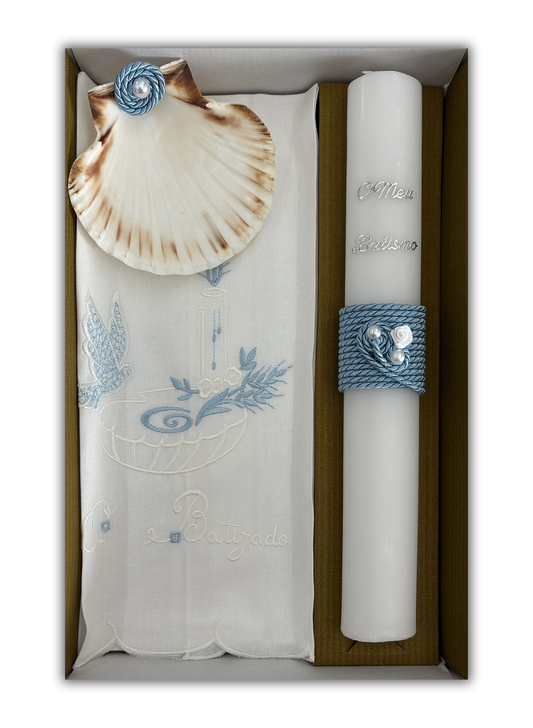 Kit Vela para Batismo - Cor azul