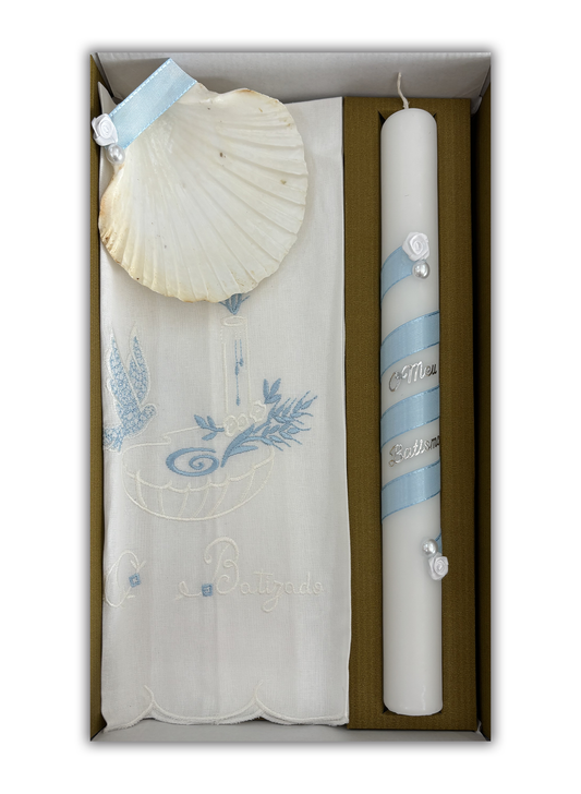 Kit Vela para Batismo - Cor azul