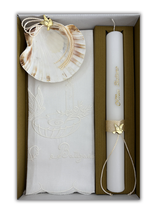 Kit Vela para Batismo - Cor bege