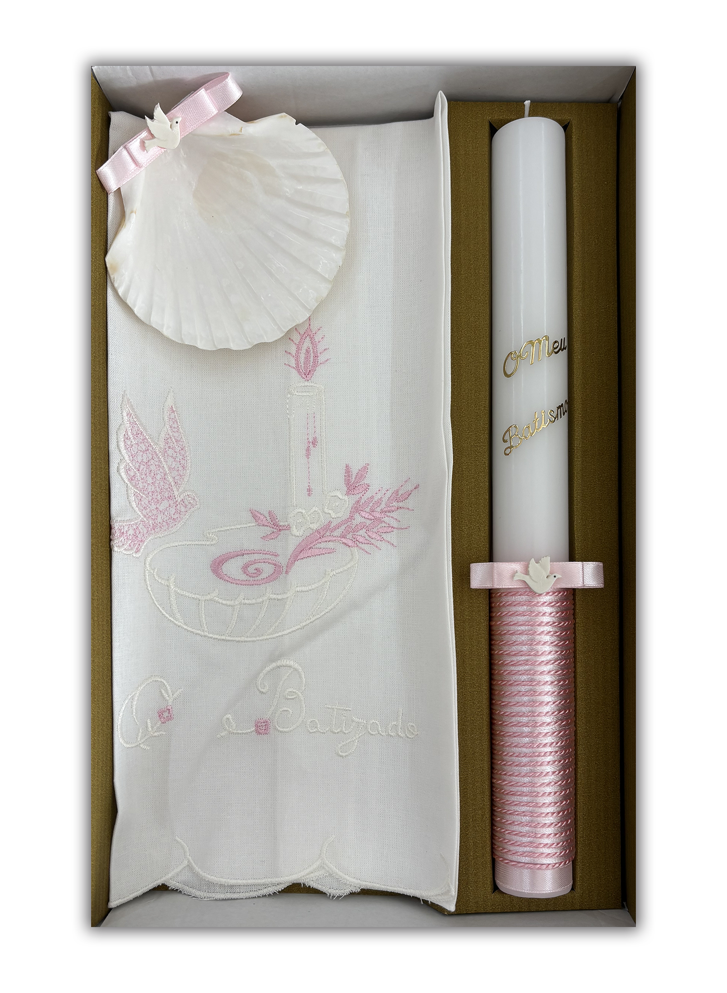 Kit Vela para Batismo - Cor rosa