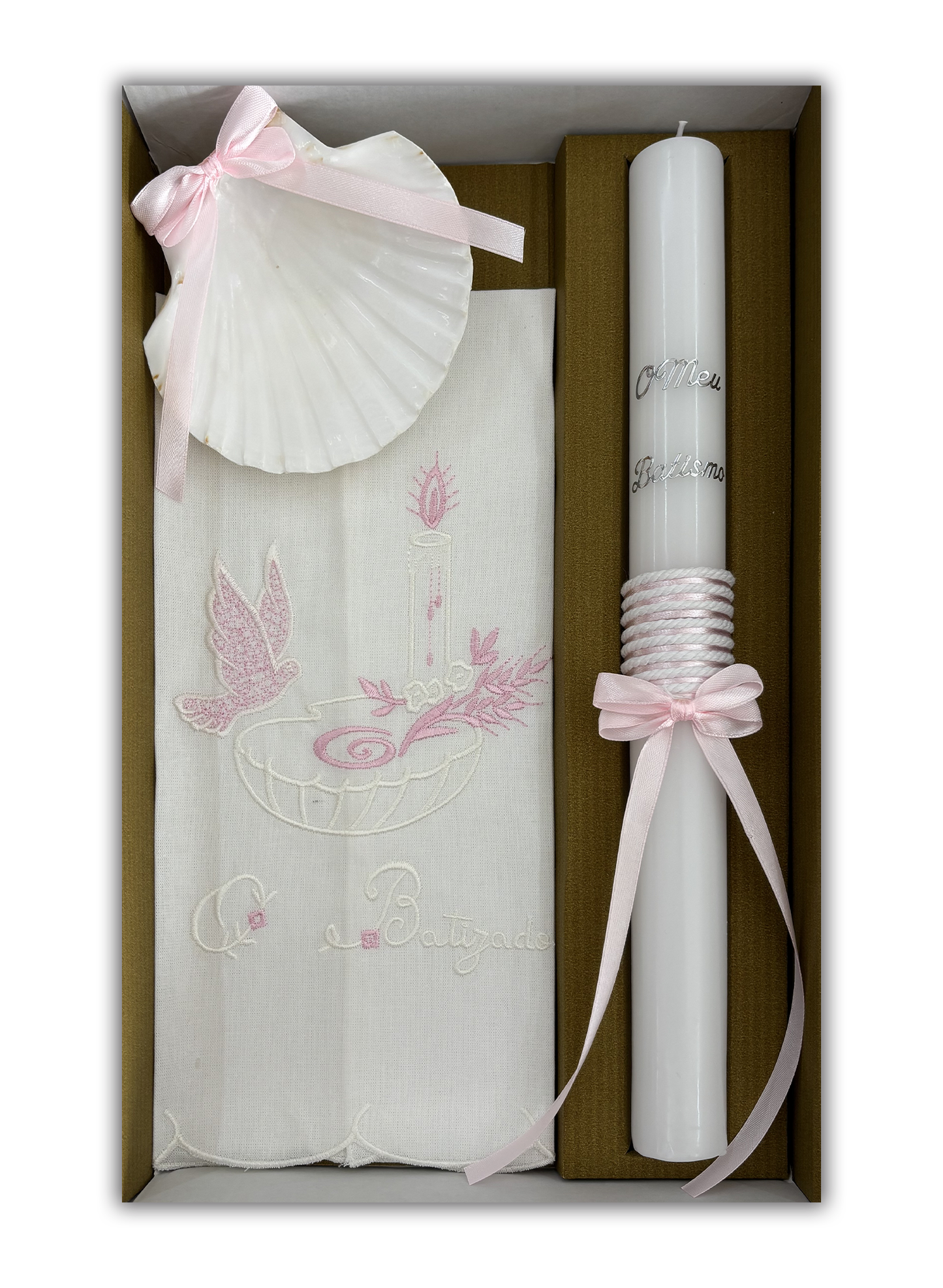 Kit Vela para Batismo - Cor rosa