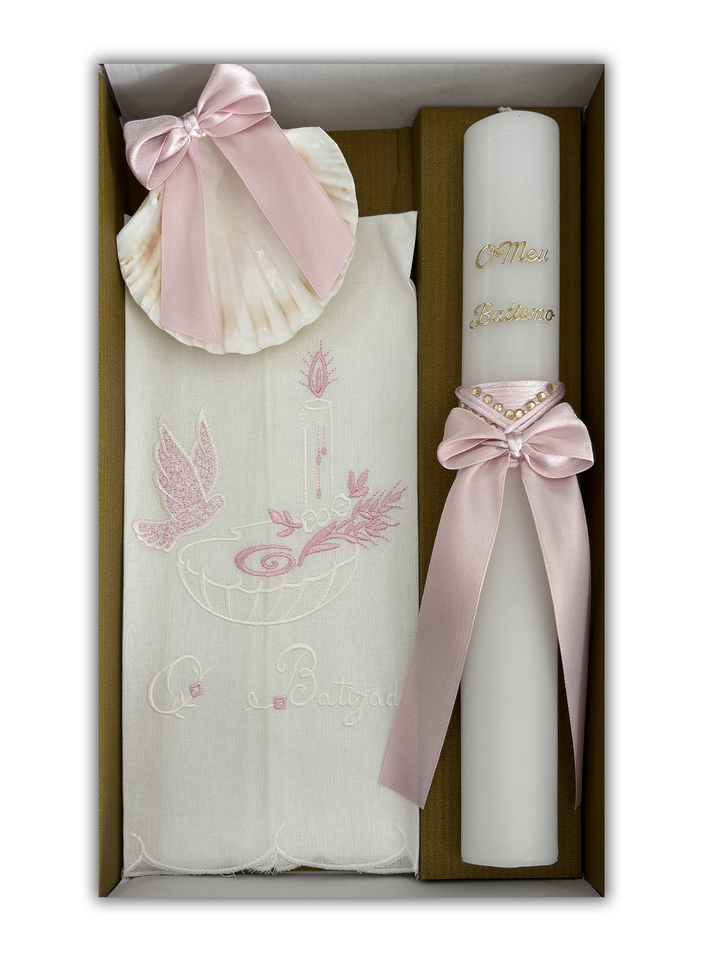 Kit Vela para Batismo - Cor rosa