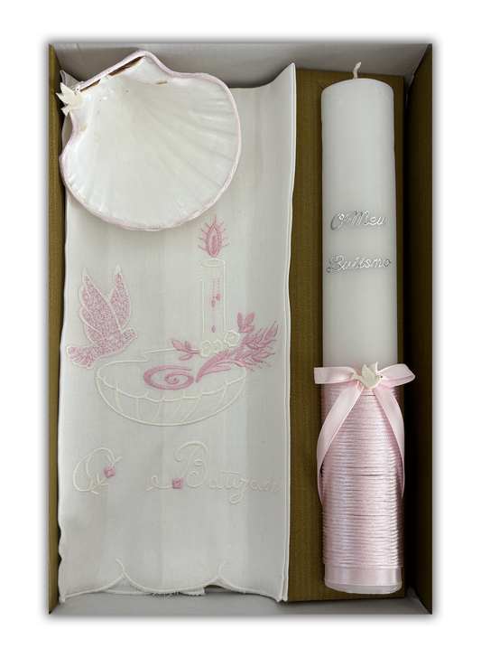 Kit Vela para Batismo - Cor rosa