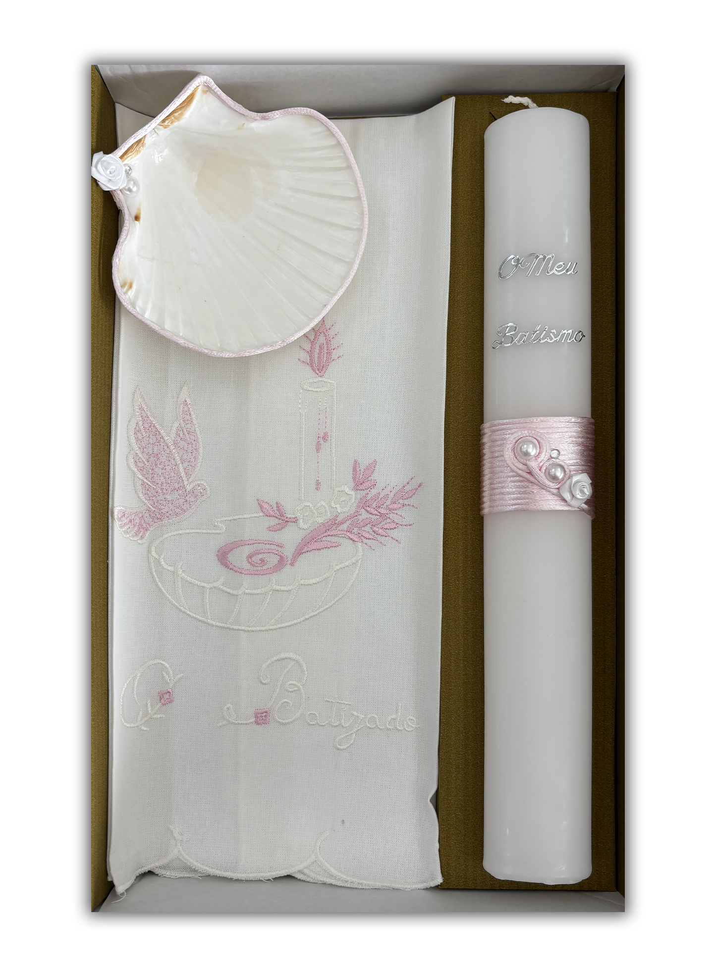 Kit Vela para Batismo - Cor rosa