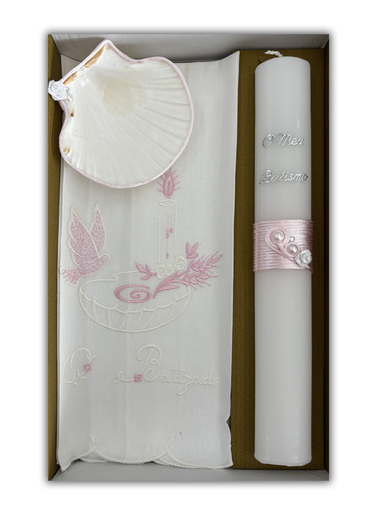 Kit Vela para Batismo - Cor rosa