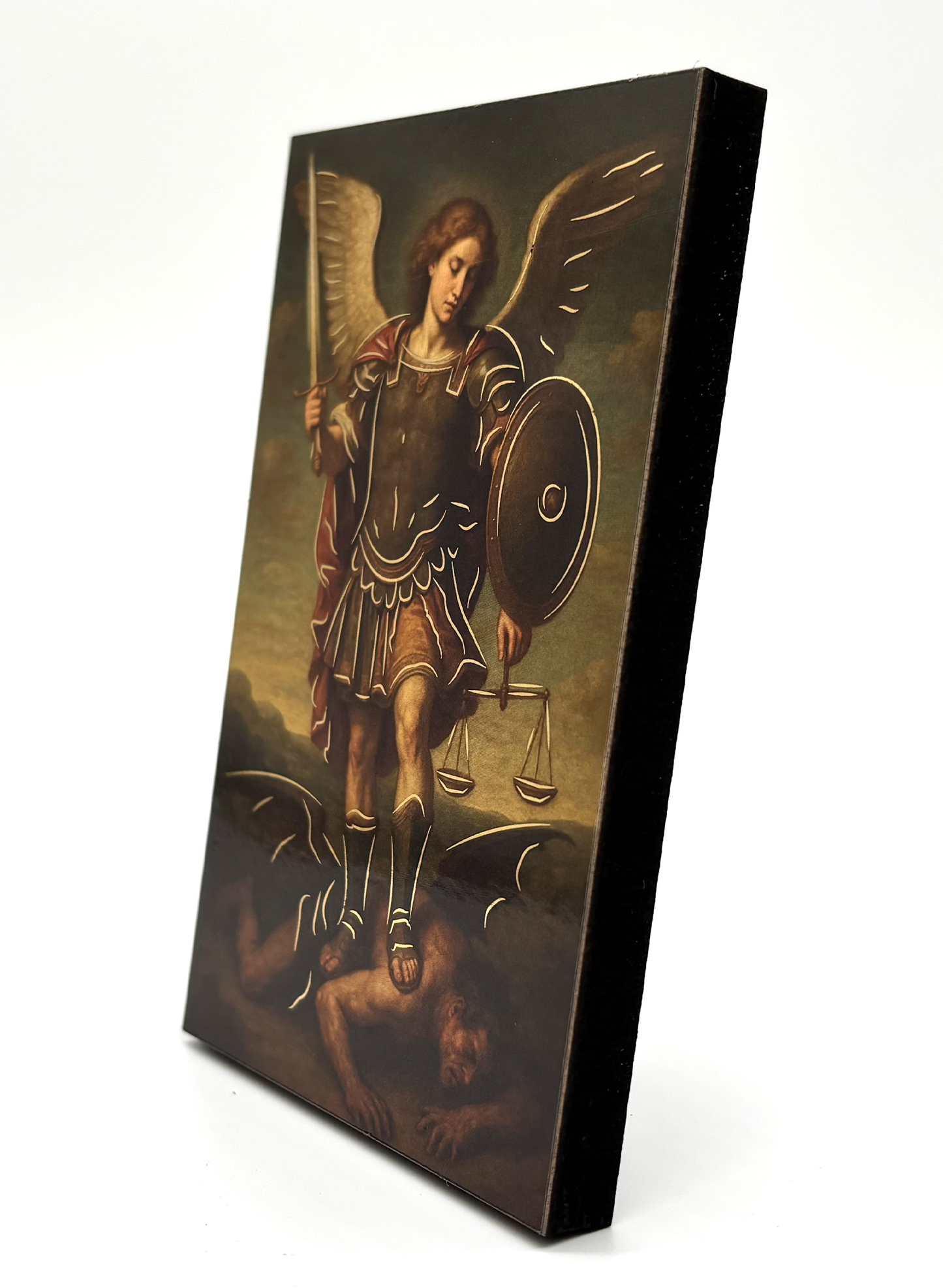 Quadro São Miguel Arcanjo em madeira