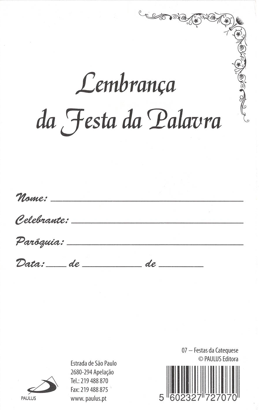 Diploma Lembrança da Festa da Palavra - 10 un.