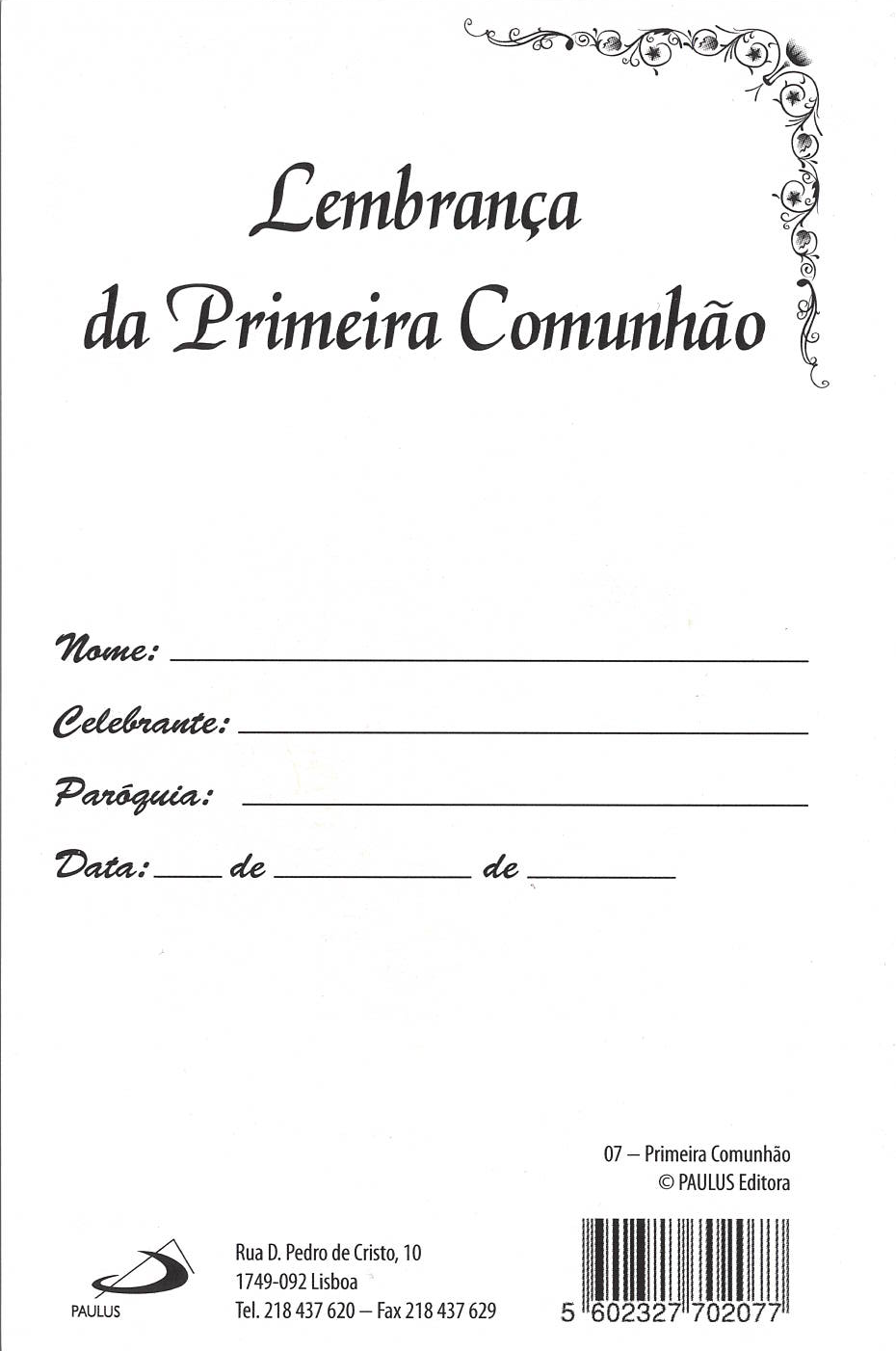 Diploma Lembrança da Primeira Comunhão - 10 un.
