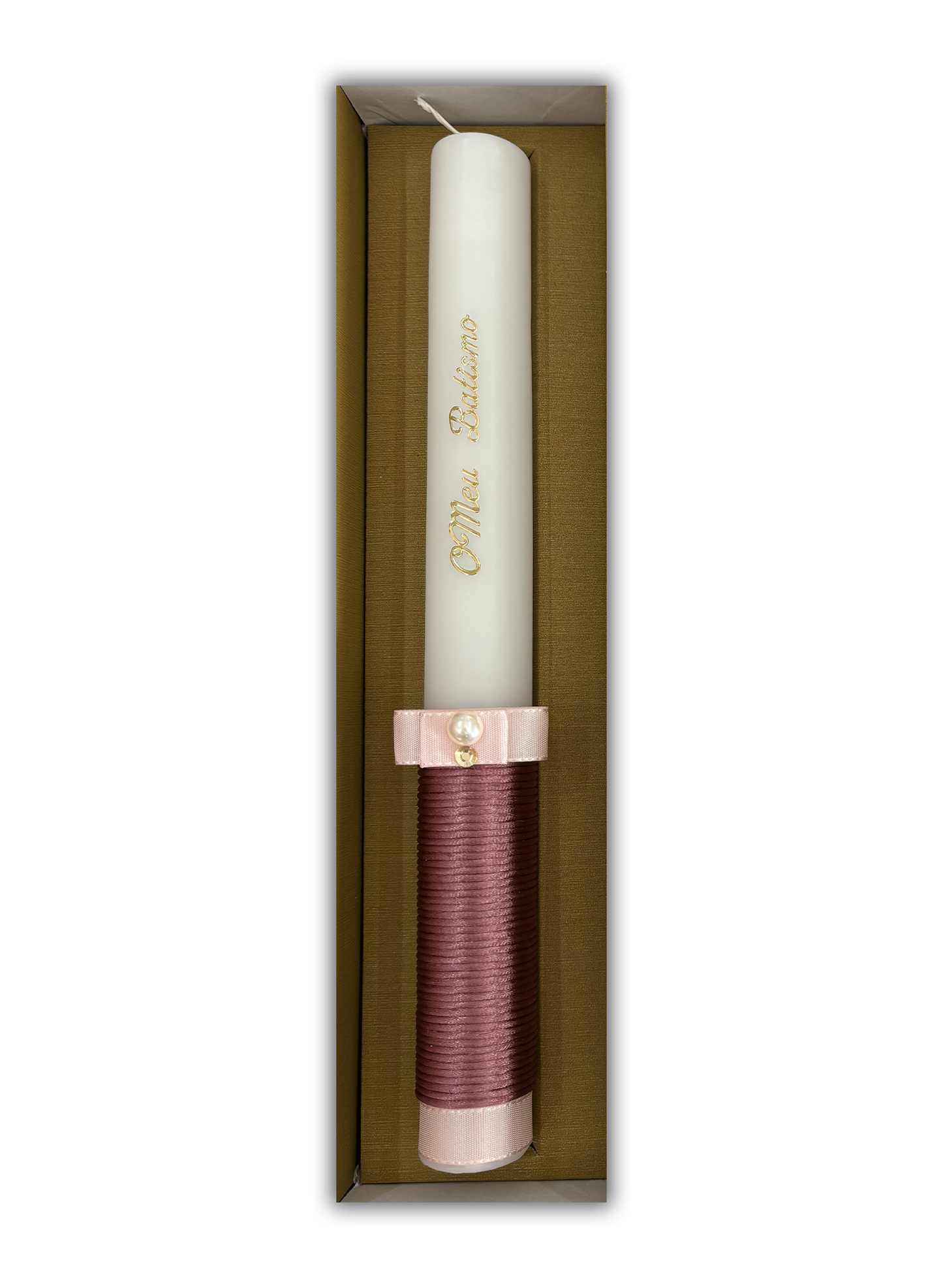Vela para Batismo - Cor rosa
