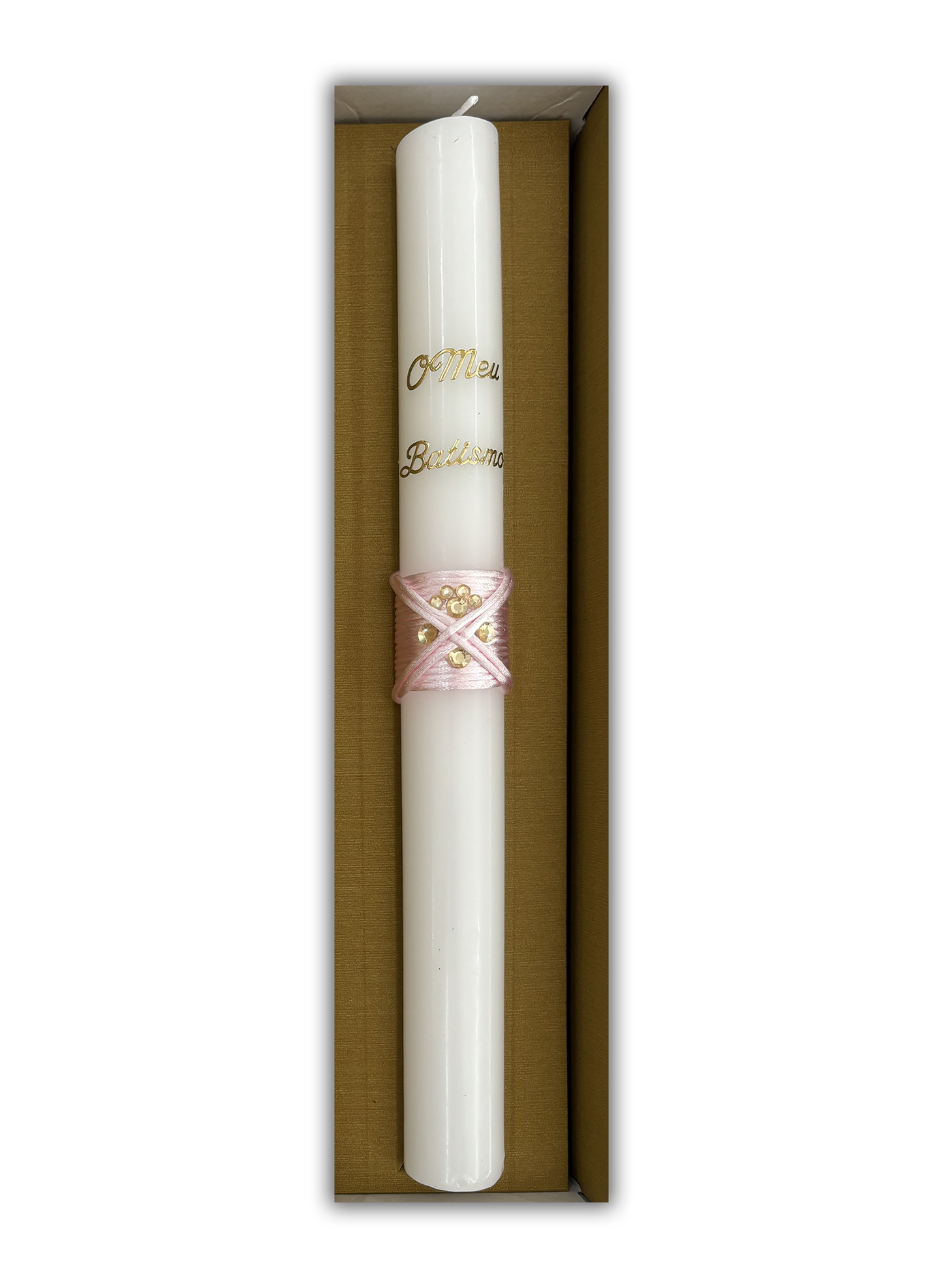 Vela para Batismo - Cor rosa