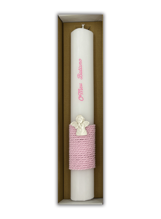 Vela para Batismo - Cor rosa