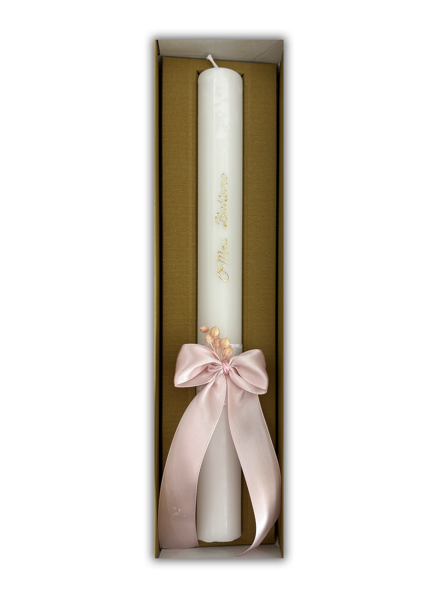 Vela para Batismo - Cor rosa