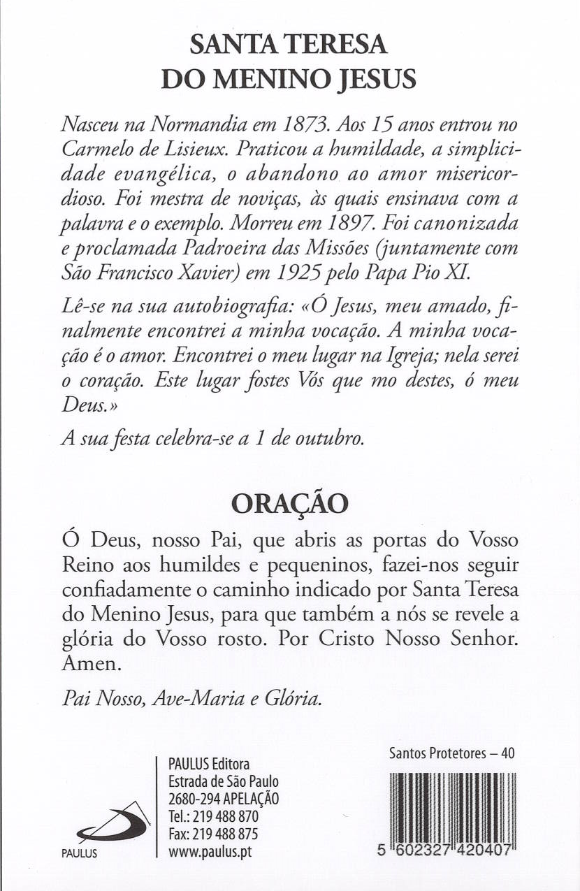 Pagela Santa Teresa do Menino Jesus - 25 un.