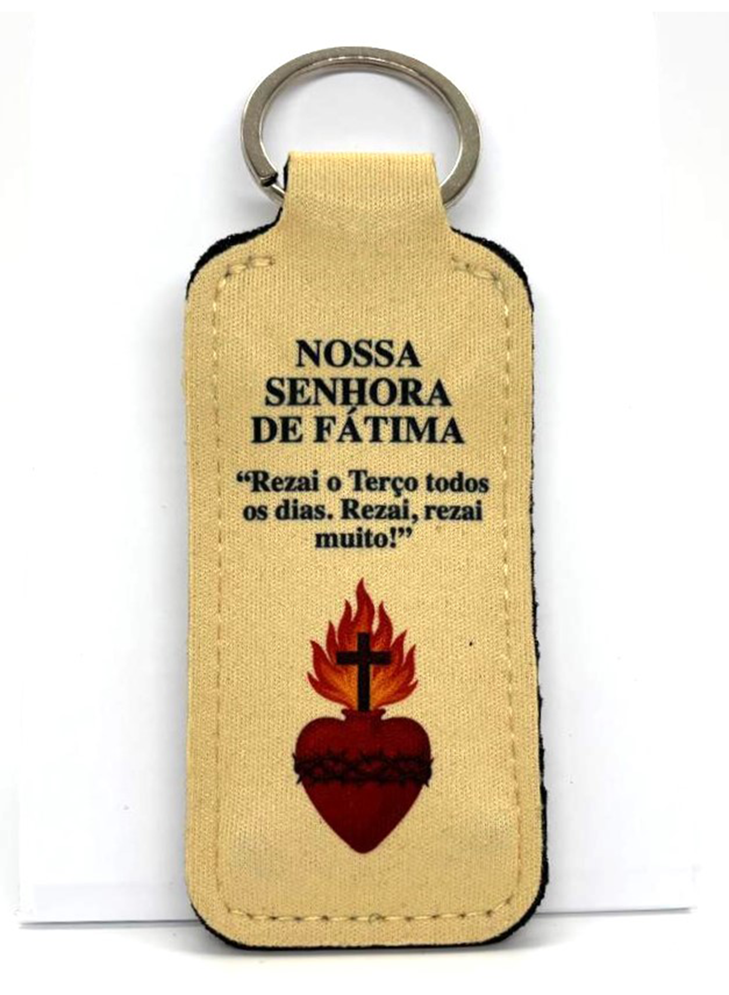 Porta-chaves dezena em tecido Nossa Senhora de Fátima