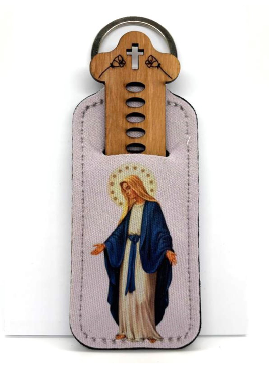 Porta-chaves dezena em tecido Nossa Senhora das Graças