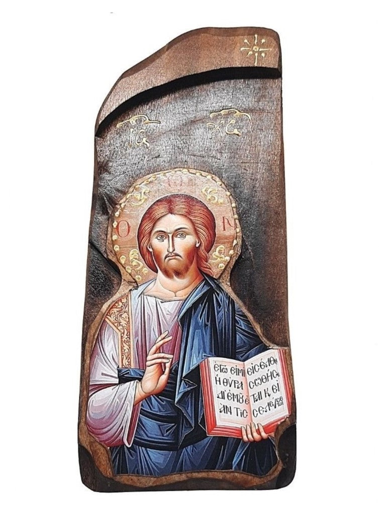 Ícone de Cristo Pantocrator em Madeira