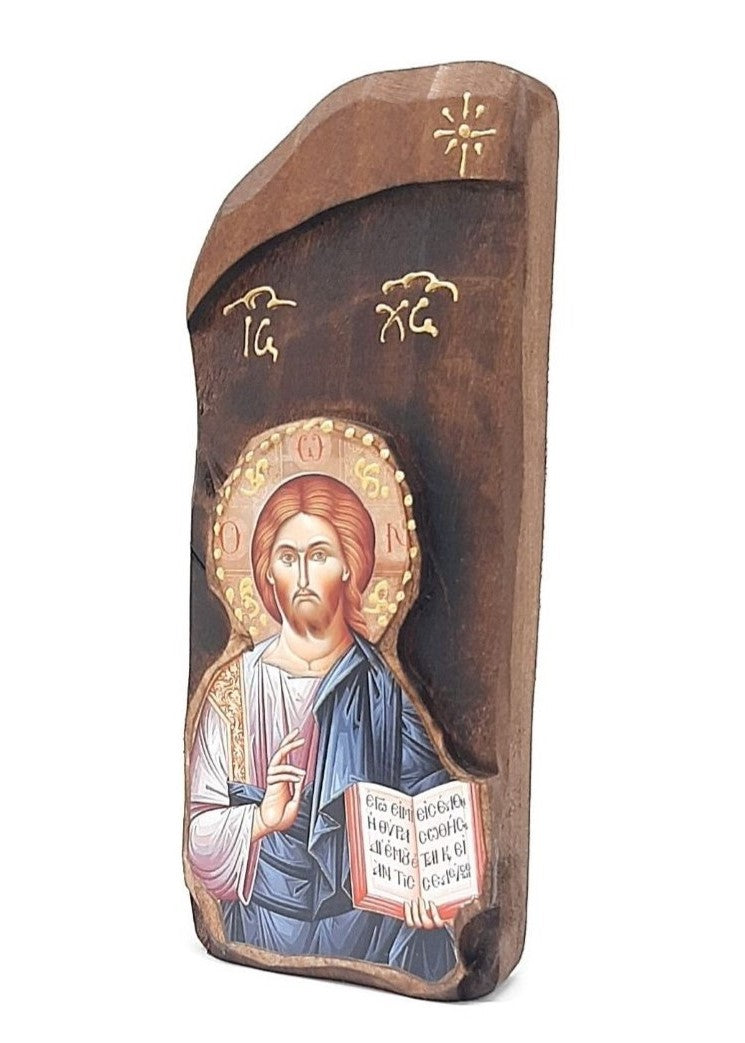 Ícone de Cristo Pantocrator em Madeira