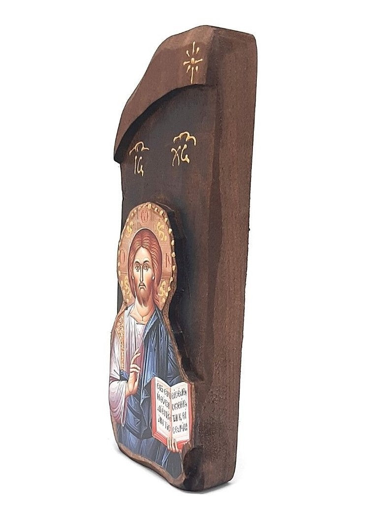 Ícone de Cristo Pantocrator em Madeira