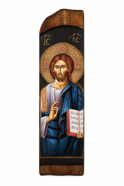 Ícone de Cristo Pantocrator em Madeira