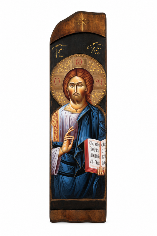 Ícone de Cristo Pantocrator em Madeira