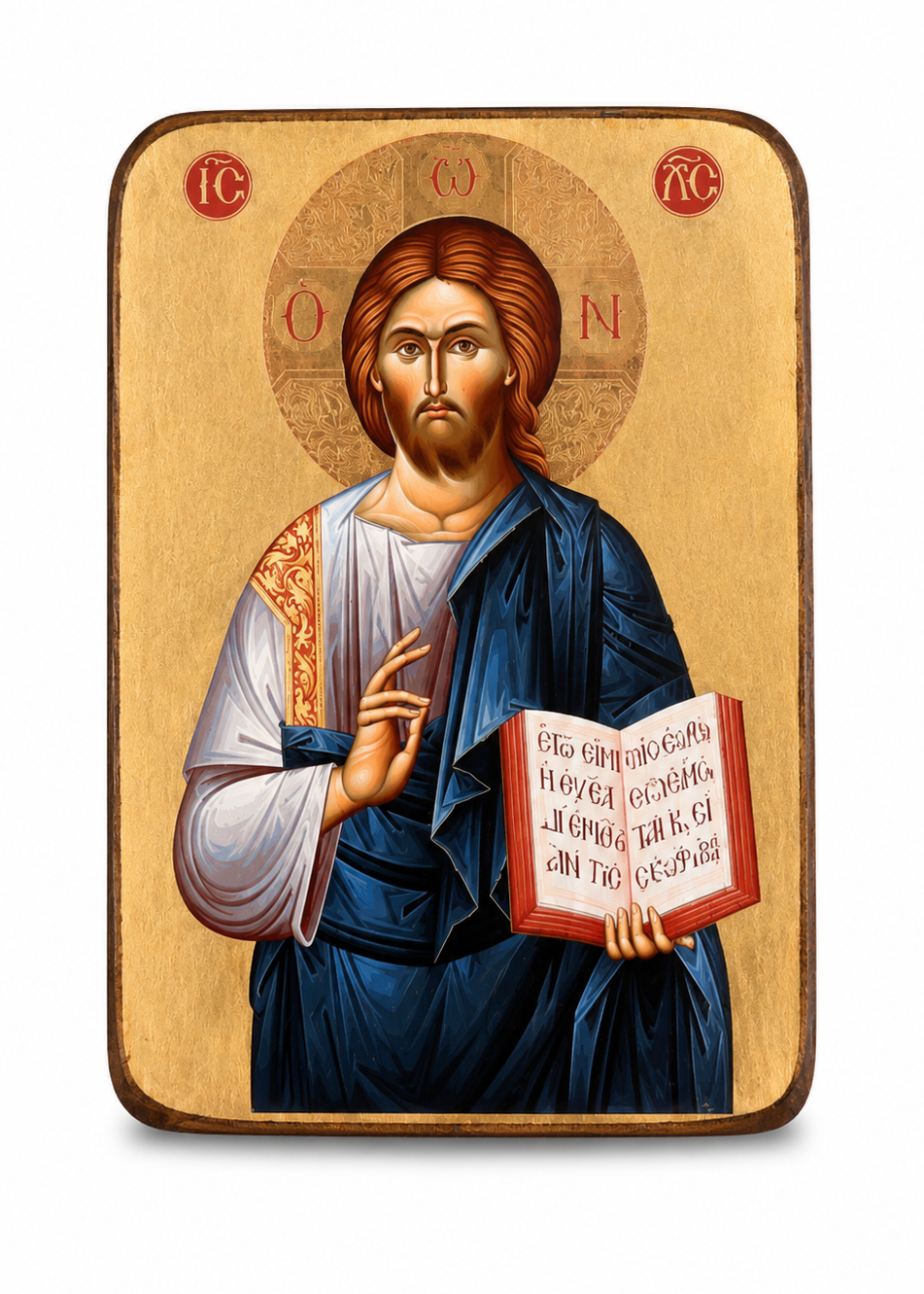 Ícone de Cristo Pantocrator em Madeira