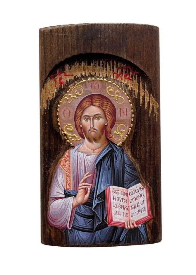 Ícone de Cristo Pantocrator em Madeira