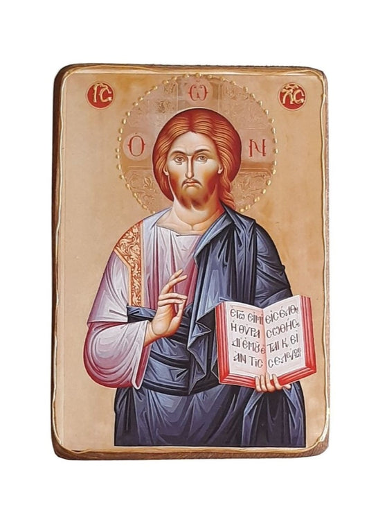 Ícone de Cristo Pantocrator em Madeira
