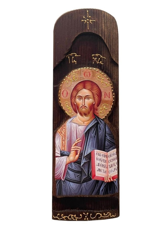 Ícone de Cristo Pantocrator em Madeira
