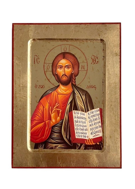 Ícone de Cristo Pantocrator em Madeira