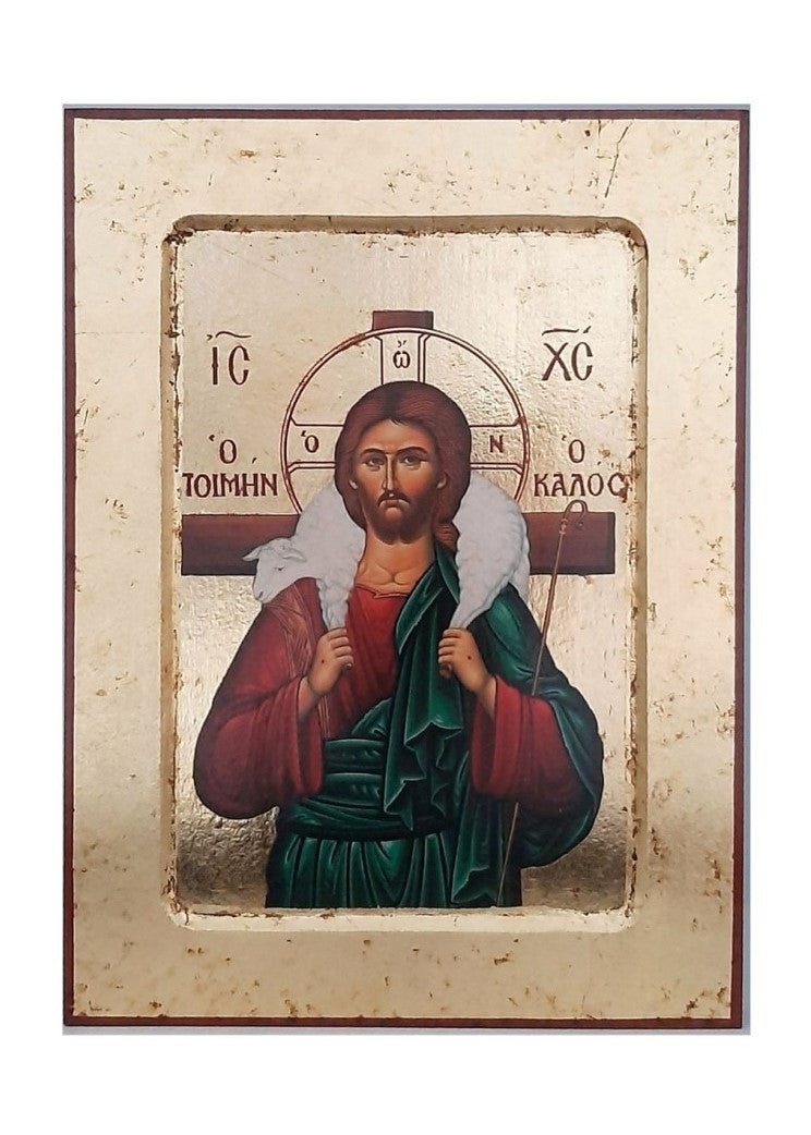 Ícone de Jesus Bom Pastor em Madeira