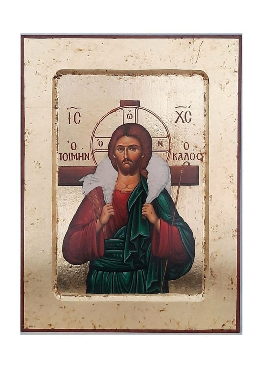 Ícone de Jesus Bom Pastor em Madeira
