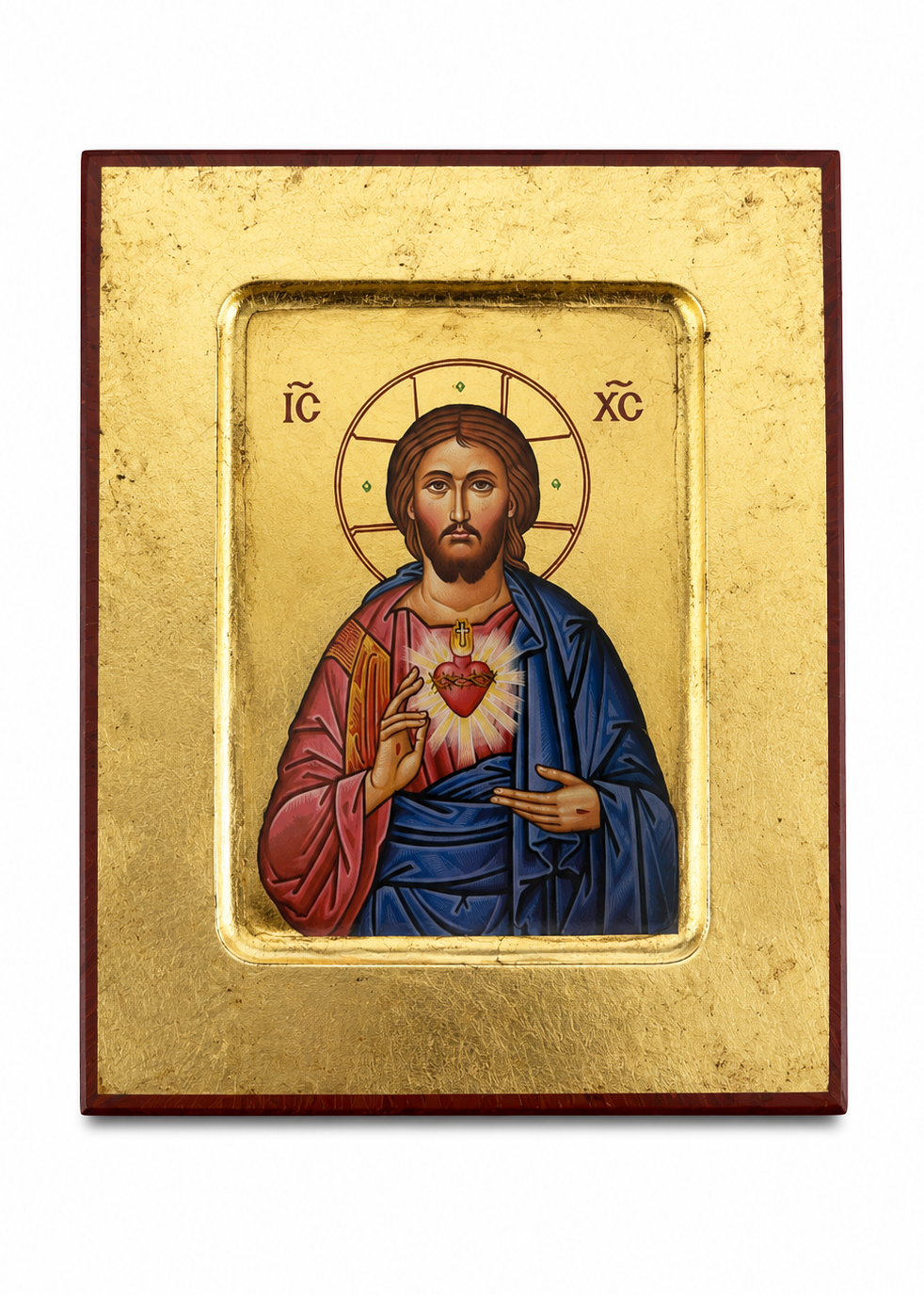 Ícone do Sagrado Coração de Jesus em Madeira