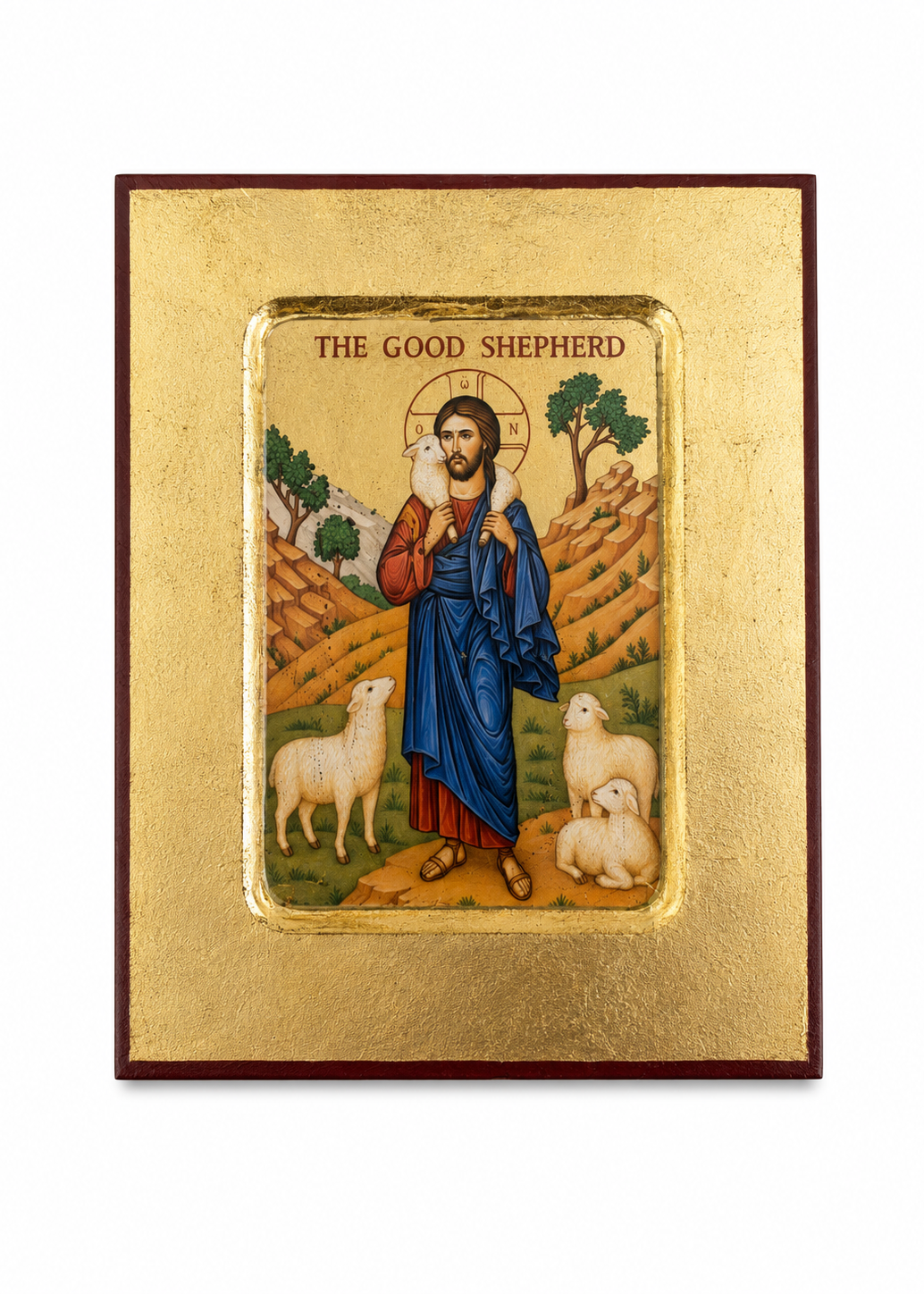 Ícone de Jesus Bom Pastor em Madeira
