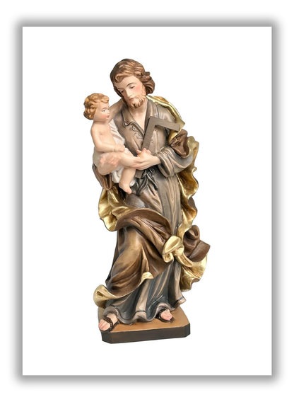 São José com o Menino em madeira de Val Gardena