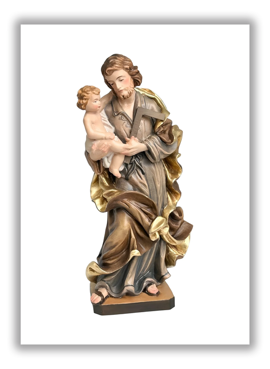 São José com o Menino em madeira de Val Gardena