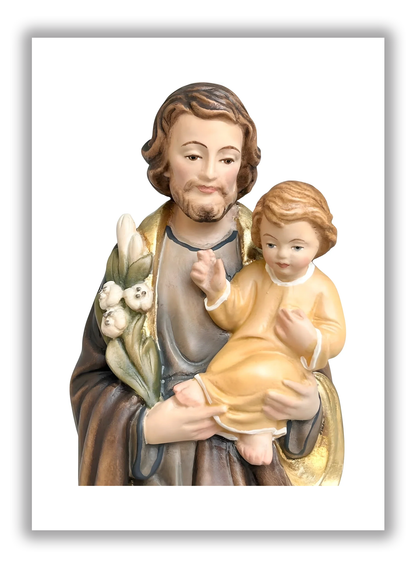 São José com o Menino Jesus e o lírio em madeira