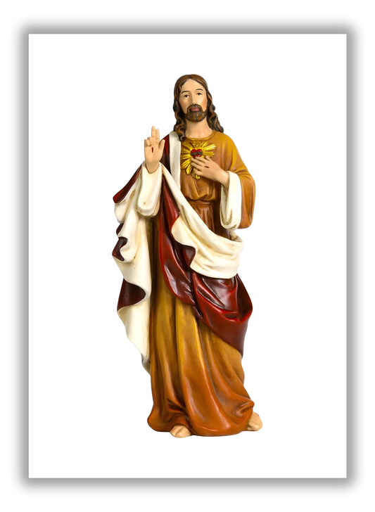 Sagrado Coração de Jesus em resina e pó de madeira