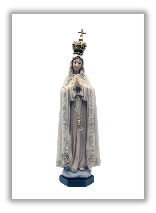 Nossa Senhora de Fátima em resina e pó de madeira