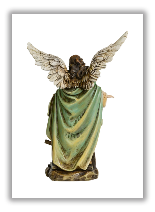 Anjo da Guarda com as crianças em resina e pó de madeira
