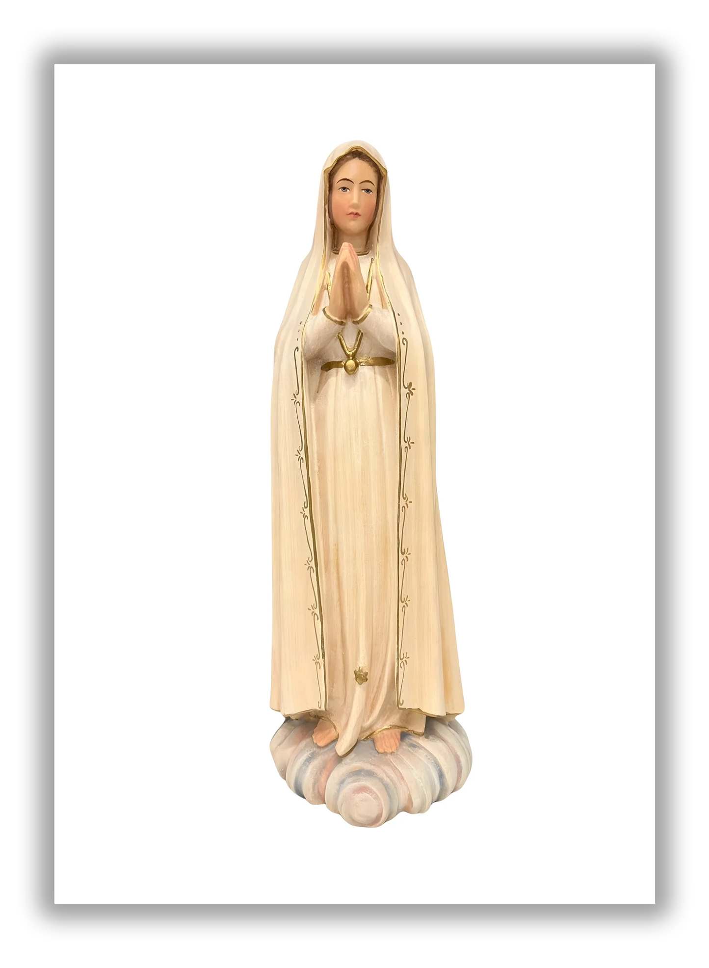 Nossa Senhora de Fátima esculpida à mão em madeira de Val Gardena