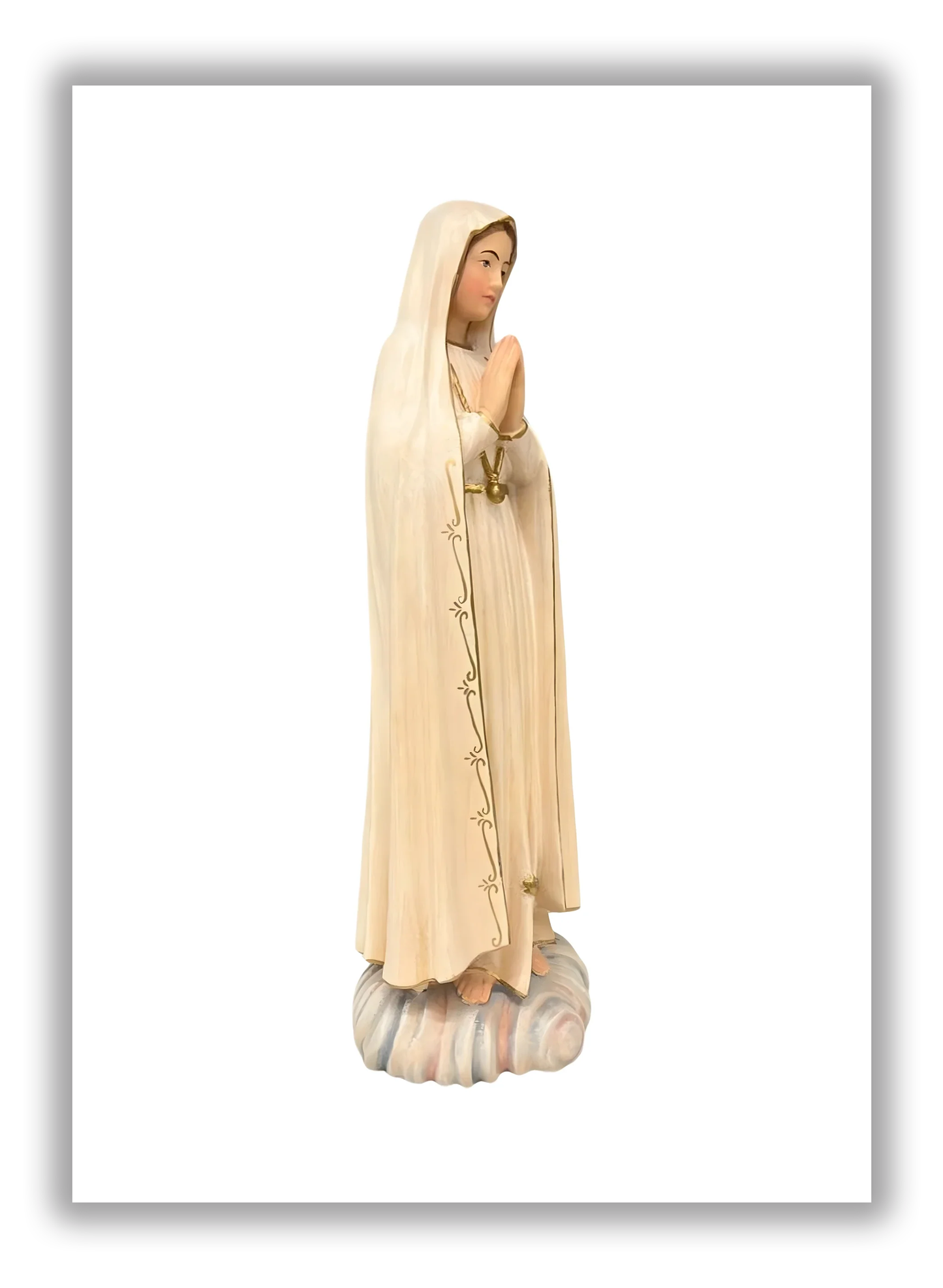 Nossa Senhora de Fátima esculpida à mão em madeira de Val Gardena