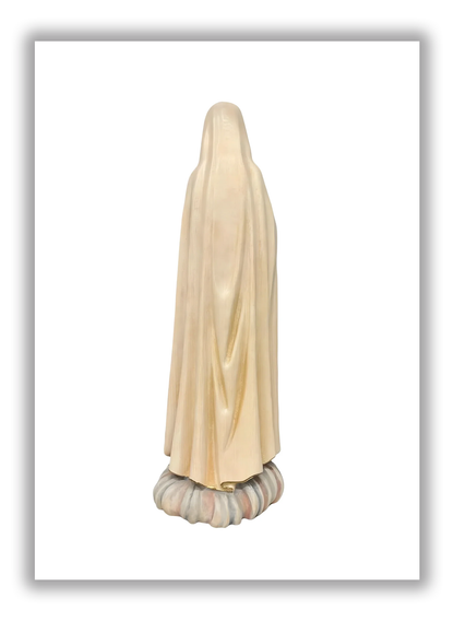 Nossa Senhora de Fátima esculpida à mão em madeira de Val Gardena