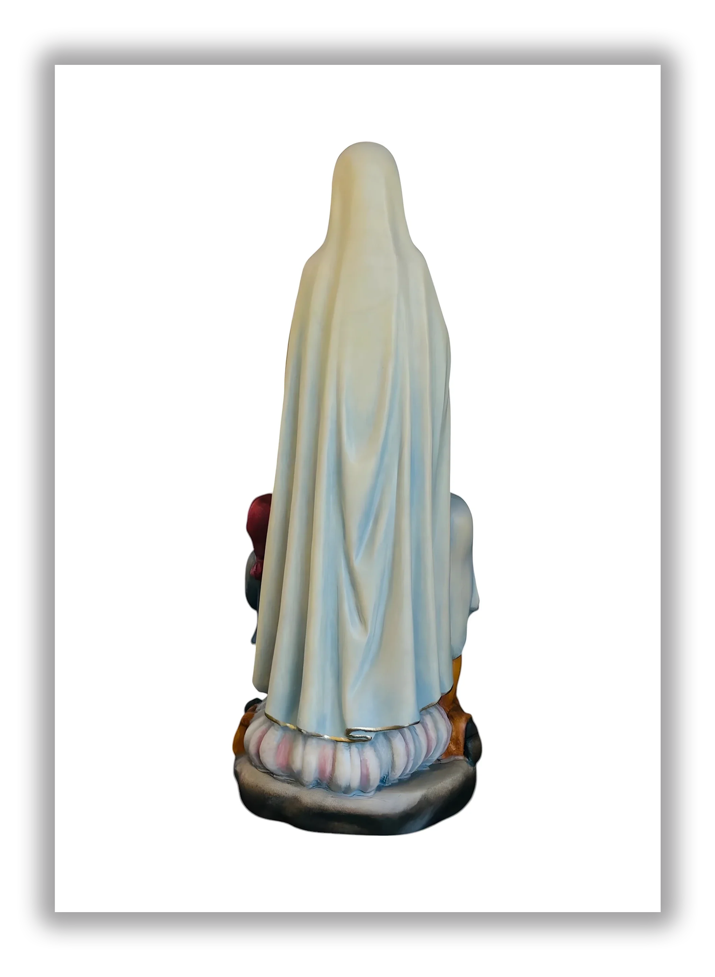 Nossa Senhora de Fátima e os Pastorinhos em madeira de Val Gardena - Tons azuis